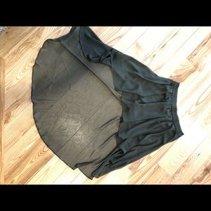 Forest green high low sheer skirt